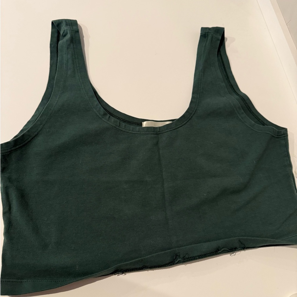Green Fitted Crop Tank Top